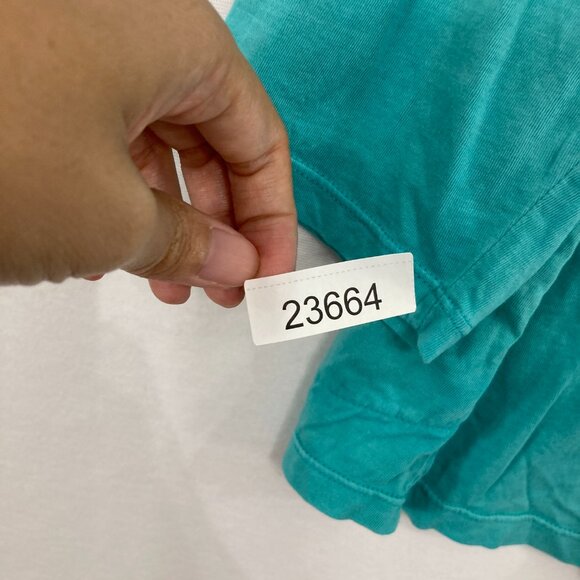 LOGO Lori Goldstein size 1X Blue Ombre Stretch Knit Pocket Relaxed Blouse - Picture 10 of 10